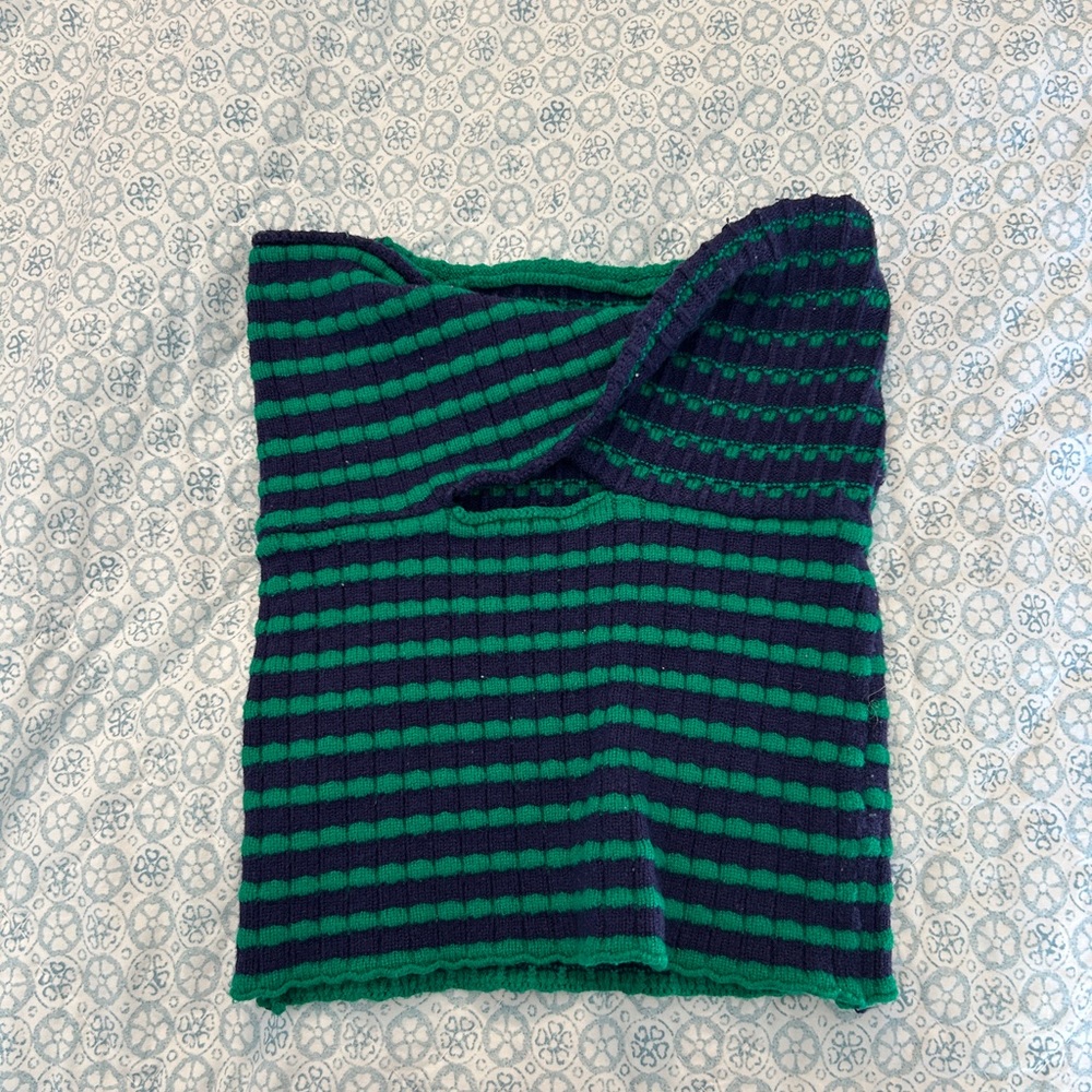 Green and blue knit tube top